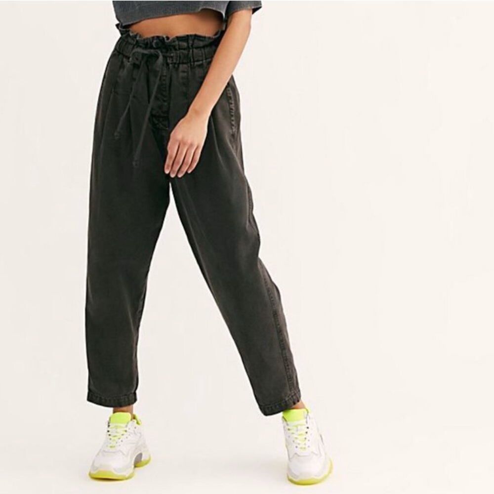 Free People Black Paperbag Waist Pants